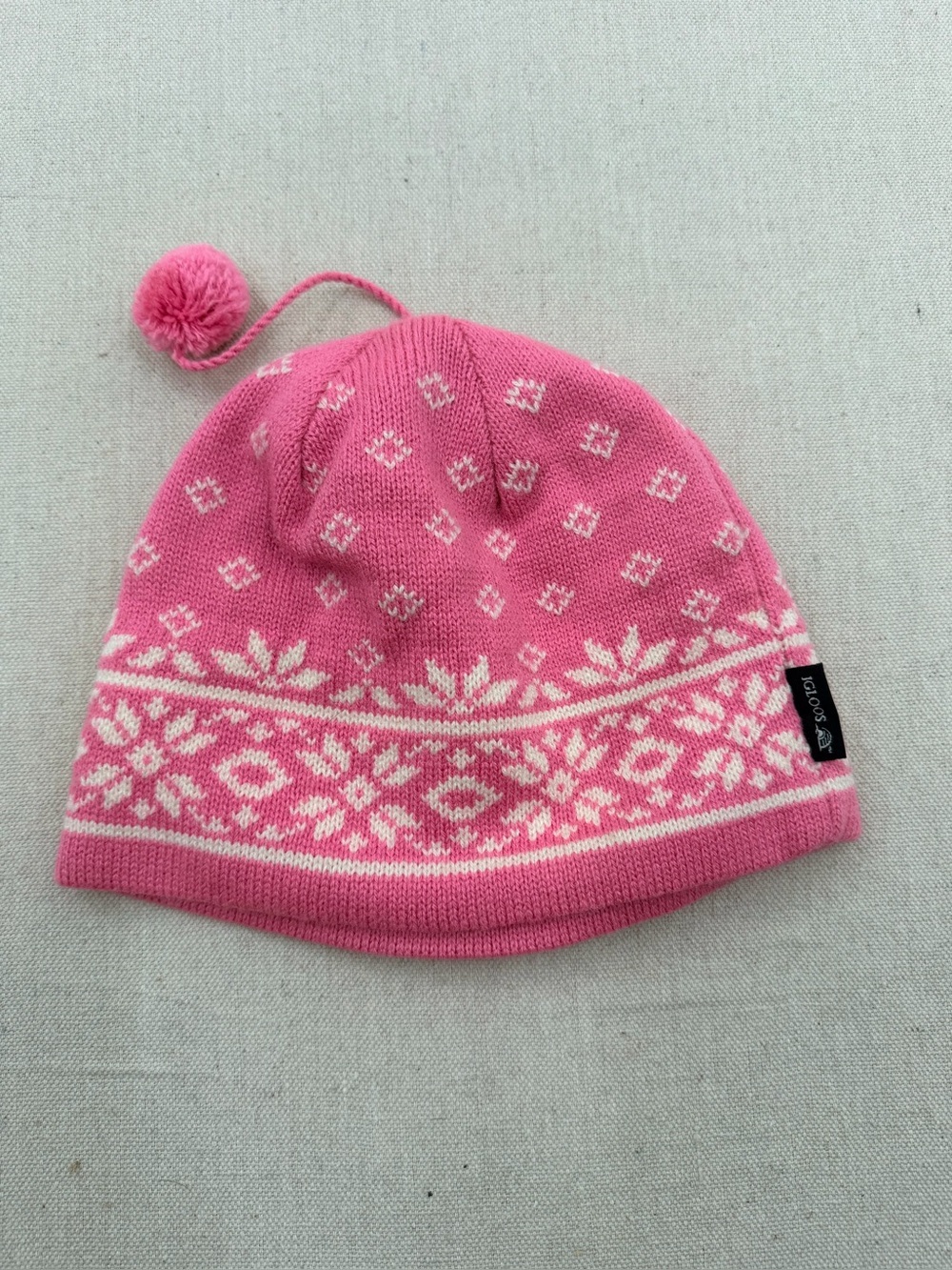 Pink Fair Isle Pom Pom Kids Knit Hat